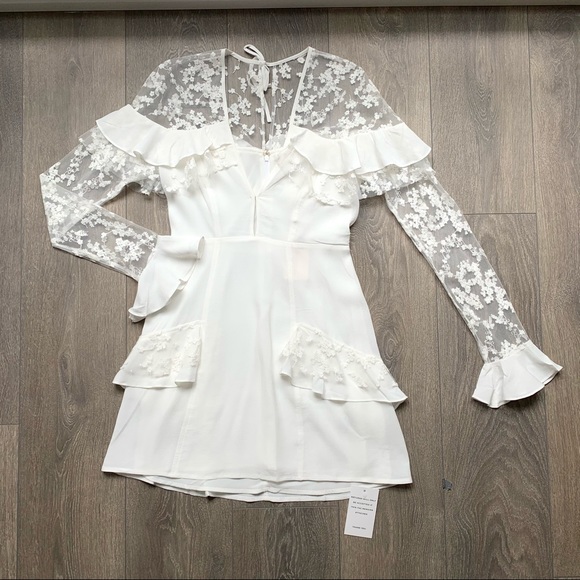 For Love & Lemons Rosebud Embroidery Mini Dress Ivory Size XS - Picture 5 of 17